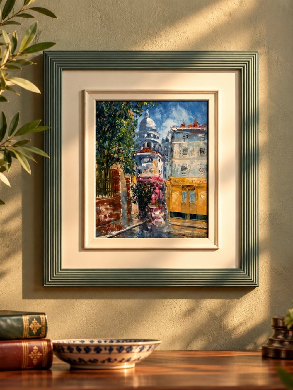 Vintage Paris Street Scene Original Oil Painting Framed Montmartre Style